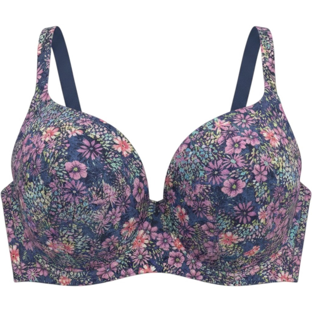 Cacique Comfort Bliss Balconette Bra 40F Purple‎ Pink Floral Lightly Lined